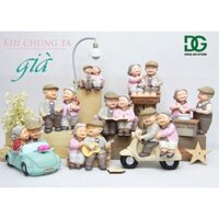 Tượng ông bà anh hạnh phúc nhiều kiểu áo hồng
