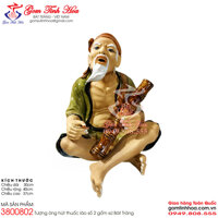 Tượng ông hút thuốc lào số 2 Tượng trang trí sân vườn tiểu cảnh