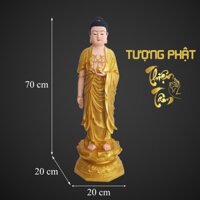 Tượng Phật A Di Đà cao 70cm – Đứng – Màu Vàng (Mẫu Đài Loan) 023VD-PDD