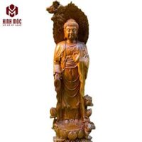 Tượng Phật A Di Đà đứng cao 40cm gỗ bách xanh