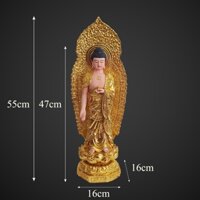 Tượng Phật A Di Đà đứng cao 47cm – dát vàng - có hào quang - mẫu Đài Loan