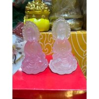 Tượng phật Bà 2 mặt đá pha lê lưu ly cao cấp để xe hơi bình an may mắn (CAO CẤP)