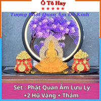 Tượng Phật Bà Quan Âm Ngọc Lưu Ly Bình Hoa Gỗ Hoàng Dương Cao Cấp Trang Trí Ô Tô