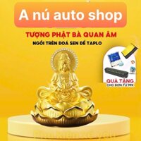 Tượng phật bà quan âm ngồi thiền 2 mặt chất liệu Kim loại mạ vàng cao cấp , để taplo bàn làm việc