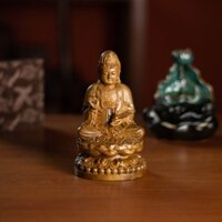 Tượng Phật Bà Quan Âm - Tượng Gỗ Bách Xanh 15X9X9Cm