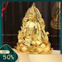 Tượng Phật Bà Quan Thế Âm Bồ Tát hai mặt tọa đài sen vàng đính đá cao cấp trang trí Taplo Ô Tô Xe Hơi