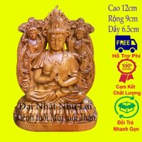 Tượng phật bản mệnh Đại Nhật Như Lai mệnh tuổi Mùi và tuổi Thân gỗ bách xanh nguyên khối