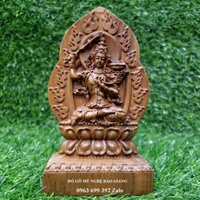 Tượng phật bản mệnh tuổi Mão để xe ô tô phật Văn Thù Bồ Tát bằng gỗ bách thơm