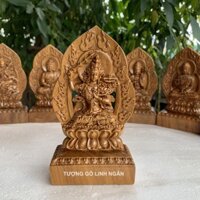 Tượng phật bản mệnh tuổi Mão (Văn thù bồ tát) gỗ cao 14 ngang 8 sâu 4 cm - Tặng vòng tay 12 ly và băng keo dán đế 2 mặt