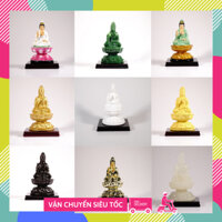 Tượng Phật Bồ Tát Quan Âm ngồi đài sen hộ mệnh đủ màu - Cao 12cm
