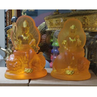 Tượng phật bồ tát Văn Thù và phổ hiền giả lưu ly tráng men 12cm bộ 2 tượng