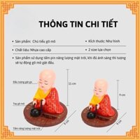 Tượng phật chú tiểu gõ mõ tụng kinh trang trí taplo ô tô, bàn thờ, bàn làm việc chạy bằng năng lượng mặt trời cao cấp
