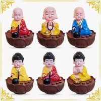 Tượng Phật Chú Tiểu Gõ Mõ Tụng Kinh Có 6 Bài Nhạc, Phật Thích Ca, Phật Như Lai, Phật Di Lặc Gật Đầu Gõ Mõ Dùng Pin Sạc