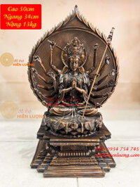 Tượng Phật Chuẩn Đề Bồ Tát Cao 50cm Bằng Đồng Hun, Nặng 13kg