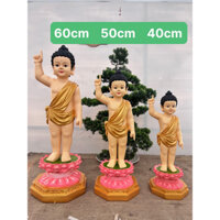 Tượng Phật Đản Sanh 40cm ngang 15cm composite và đá | Tượng Phật Hoa Tiên