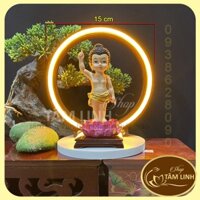 Tượng phật Đản Sanh cao 13 cm Kèm Vòng Hào Quang Led Neon