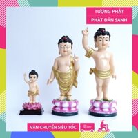 Tượng Phật Đản Sanh tọa đài sen vẽ màu đẹp - Nhiều cỡ