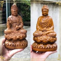 Tượng Phật để xe gỗ bách xanh