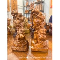 Tượng Phật Di Lặc Cầm Đào Cưỡi Kỳ Lân Cao 20x8x7 Gỗ Hương - Gỗ Trắc