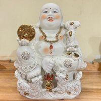 Tượng phật di lạc cầm đồng t.iền bằng sứ cao cấp cao 35cm