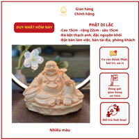 Tượng Phật Di Lặc Cầm Gậy Như Ý Ngồi Đế Đá Cười Hoan Hỷ để bàn làm việc phòng khách ban thờ thần tài góc tu tập