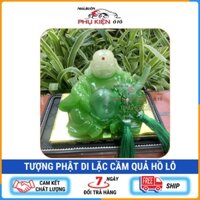 Tượng Phật Di Lặc Cầm Quả Hồ Lô - Tượng Phật Ngọc Trang Trí Taplo,Bàn Làm Việc