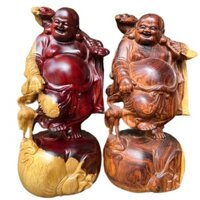 Tượng Phật Di Lặc Cưỡi Hạc Gỗ cẩm việt cao 30cm