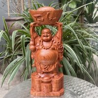Tượng phật di lặc dâng vàng gỗ hương cao 20