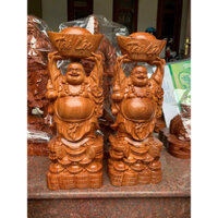 Tượng phật di lặc dâng vàng gỗ hương cao 50cm - 60cm