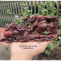 Tượng Phật di lặc để xe ô tô gỗ trắc đỏ đen