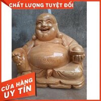 Tượng Phật Di Lặc  gỗ pơ mu ngang 26cmxcao 25cm