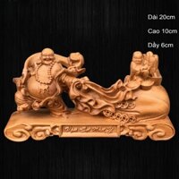Tượng phật di lặc kéo bao nhất phúc dài 20cm chất liệu gỗ bách xanh