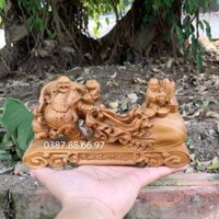 Tượng phật di lặc kéo bao nhất phúc dài 20cm gỗ bách xanh cực đẹp