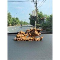 Tượng Phật Di Lặc Kéo Bao Tiền Gỗ Bách Xanh ,Tượng Phật Trang Trí TapLo Ô Tô