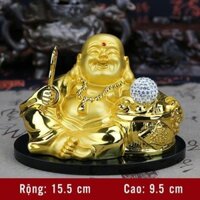 Tượng phật di lặc mạ vàng chạy bằng năng lượng mặt trời đặt taplo ô tô