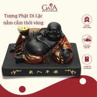 Tượng Phật Di Lặc nằm cầm thỏi vàng phong thủy GaiA PHT2