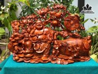 Tượng Phật Di Lặc Ngũ Phúc Gỗ Cẩm Cao 56 Ngang 79 Sâu 24 (cm)