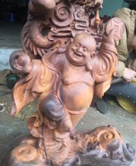 Tượng Phật Di Lặc Rồng Gỗ Cẩm TMDL 72 – đang hoàn thiện