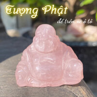 Tượng Phật Di Lặc thạch anh hồng để trên xe ô tô TP20, nặng 30g, tặng quả cầu thạch anh nhỏ