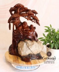Tượng Phật Di Lặc Ôm Đá – Gỗ Hương – TMDL63