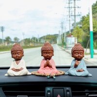 Tượng Phật Gốm Buddha mỉm cười phong thủy để taplo xe ô tô - Tượng Phật để xe hơi Cao cấp, Tượng Phật Để Taplo ô tô