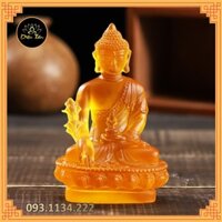 Tượng phật ô tô tượng phật dược sư màu cam cao 12cm