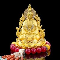 Tượng Phật Quan Âm Bồ Tát Hợp Kim Dát Vàng để xe ô tô bằng Hợp Kim Dát Vàng chứa nước hoa Cao cấp - Tượng Phật để xe hơi