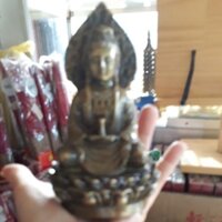 Tượng phật quan âm hào quang cao 14 cm chất  liệu  đồng