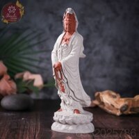 Tượng Phật Quán Thế Âm Bồ Tát cầm chuỗi hạt cao 20cm phù hộ bình an và sức khoẻ (có 2 màu trắng, vàng)