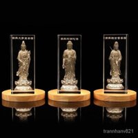 Tượng Phật Tam Thánh Trong Pha Lê Chạm Khắc Tượng A Di Đà Bồ Tát Quán Thế Âm Bồ Tát