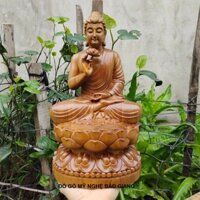 Tượng phật thích ca gỗ bách thơm cao 30 cm