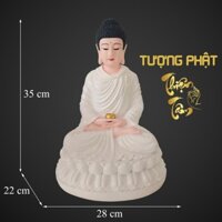 Tượng Phật Thích Ca Mâu Ni cao 35cm - Ngồi – Màu Trắng (Mẫu Đài Loan) 033TN-PTC - Tuong Phat Thich Ca Mau Ni