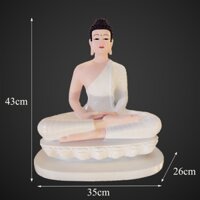 Tượng Phật Thích Ca Mâu Ni Ngồi - cao 43cm  – Màu Trắng (Mẫu Thái Lan) 002TN-PTC - Tuong Phat Thich Ca Mau Ni