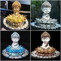 Tượng Phật Tọa Đài Sen Đính Đá Pha Lê Cao Cấp Sang Trọng Đặt Taplo Ô Tô - Khải Huy Scar